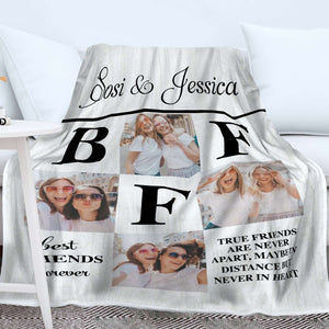 Best Friends Forever Personalized Photo Blanket, Gift For Best Friends Blanket