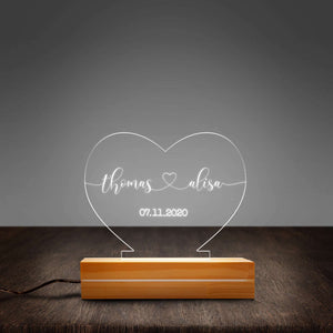 Couple Anniversary Gift For Him & Her, Engagement Gift Personalized Acrylic Plaque LED Lamp Night Light