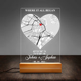 Couple Anniversary Gifts for Him & Her Personalized Custom Map Our First Date Acrylic Plaque With LED Night Light
