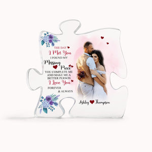 Create Your Own Valentine Gifts with Couple Photo on Puzzle Acrylic Plaque