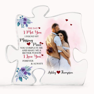 Create Your Own Valentine Gifts with Couple Photo on Puzzle Acrylic Plaque