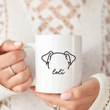 Personalized Dog Ears Coffee Mug, Custom Dog Mug, Dog Mom Mug, Dog Dad Mug, Custom Pet Mug