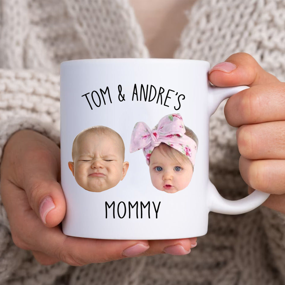 Multiple Children Face Custom Baby Mug, Personalized Photo Mug, Baby Photo Mug, Mug For New Mom Dad