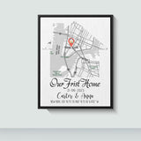 Home Sweet Home New Home Map Gift, Housewarming Gift for Couple, Realtor Closing Gift Custom Wrap Canvas