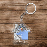 Our First Home KeyChain, Housewarming Gift, Realtor Closing Gift,First Home Gift, Personalized Maps Home Keychain