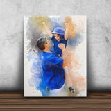 Gift For Dad From Son, Christmas Birthday Gift For Dad Canvas, Personalized Baseball Dad & Son Portrait