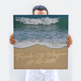 Personalized Beach Sand Writing Square Canvas, Couple Gift, Anniversary Gift, Couple Names Canvas, Beach Name In Sand Wall Art Canvas - Greatestcustom