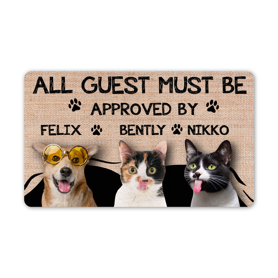 Personalized Dog Door Mat, Cat Door Mat, Dog Cat Lovers Gift, All Guest Must Be Approved By The Dogs Cat Door Mat