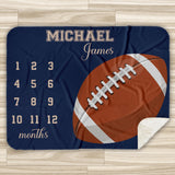 Personalized Football Milestone Boy Blanket Sports, New Mom Gift, Newborn Baby Gift, Football Blanket, Baptism Gift