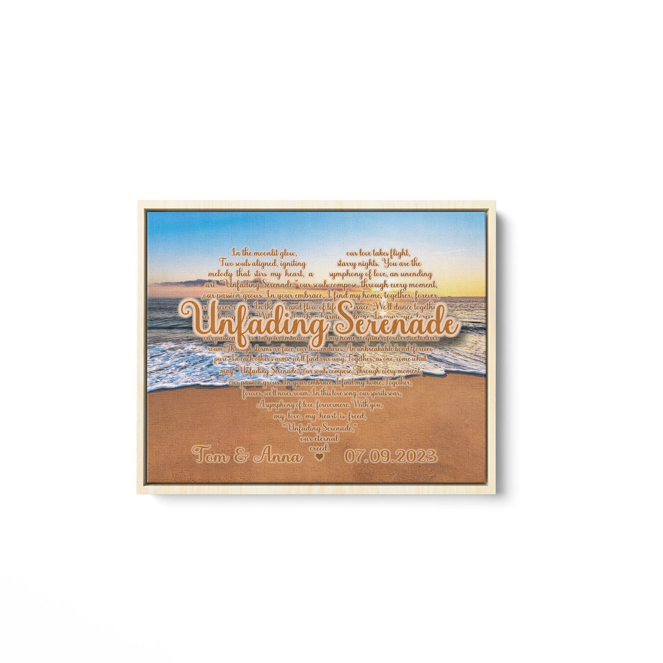 Personalized Song Lyrics Beach Sun Set Canvas, Anniversary Gift for Couple, Gift for Her, Song Lyrics Canvas