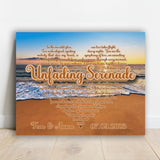 Personalized Song Lyrics Beach Sun Set Canvas, Anniversary Gift for Couple, Gift for Her, Song Lyrics Canvas