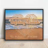 Personalized Song Lyrics Beach Sun Set Canvas, Anniversary Gift for Couple, Gift for Her, Song Lyrics Canvas