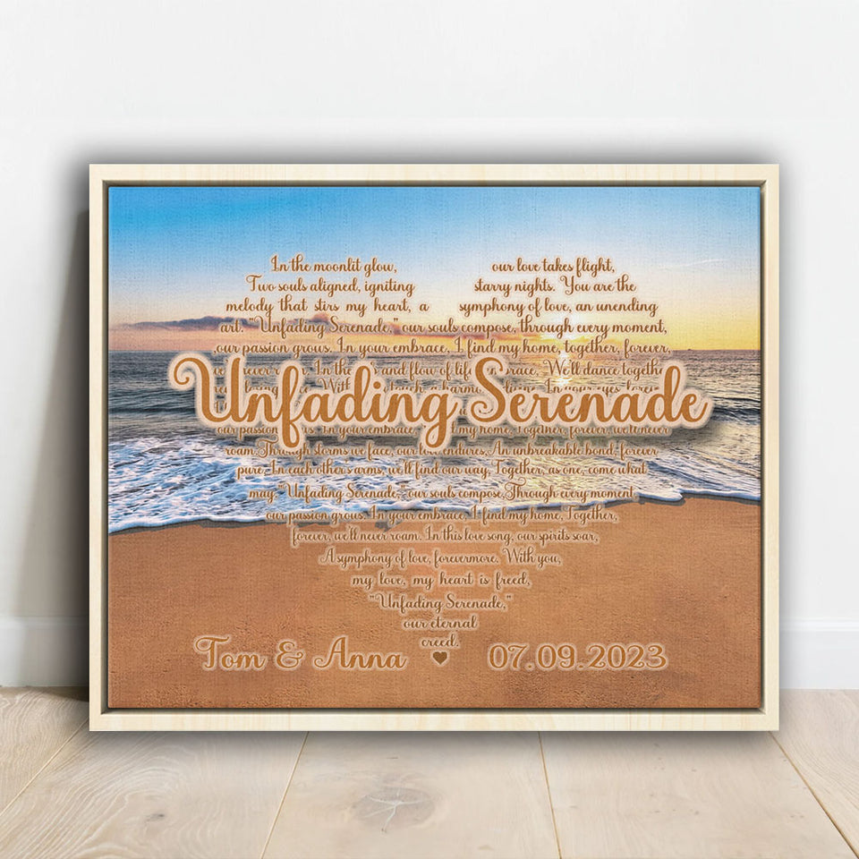 Personalized Song Lyrics Beach Sun Set Canvas, Anniversary Gift for Couple, Gift for Her, Song Lyrics Canvas