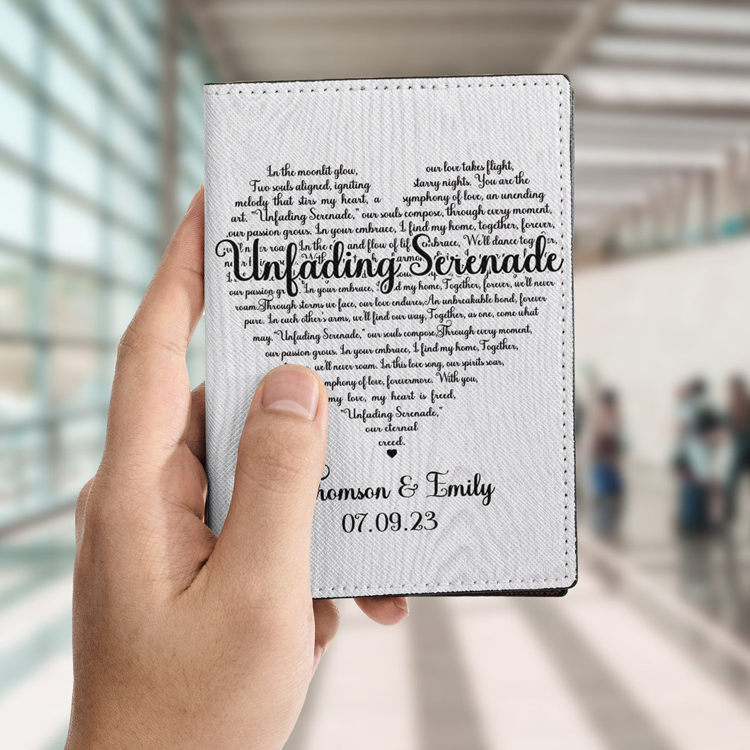 Personalized Song Lyrics Passport Holder, Anniversary Gift for Couple, Gift for Her, Gift for Him