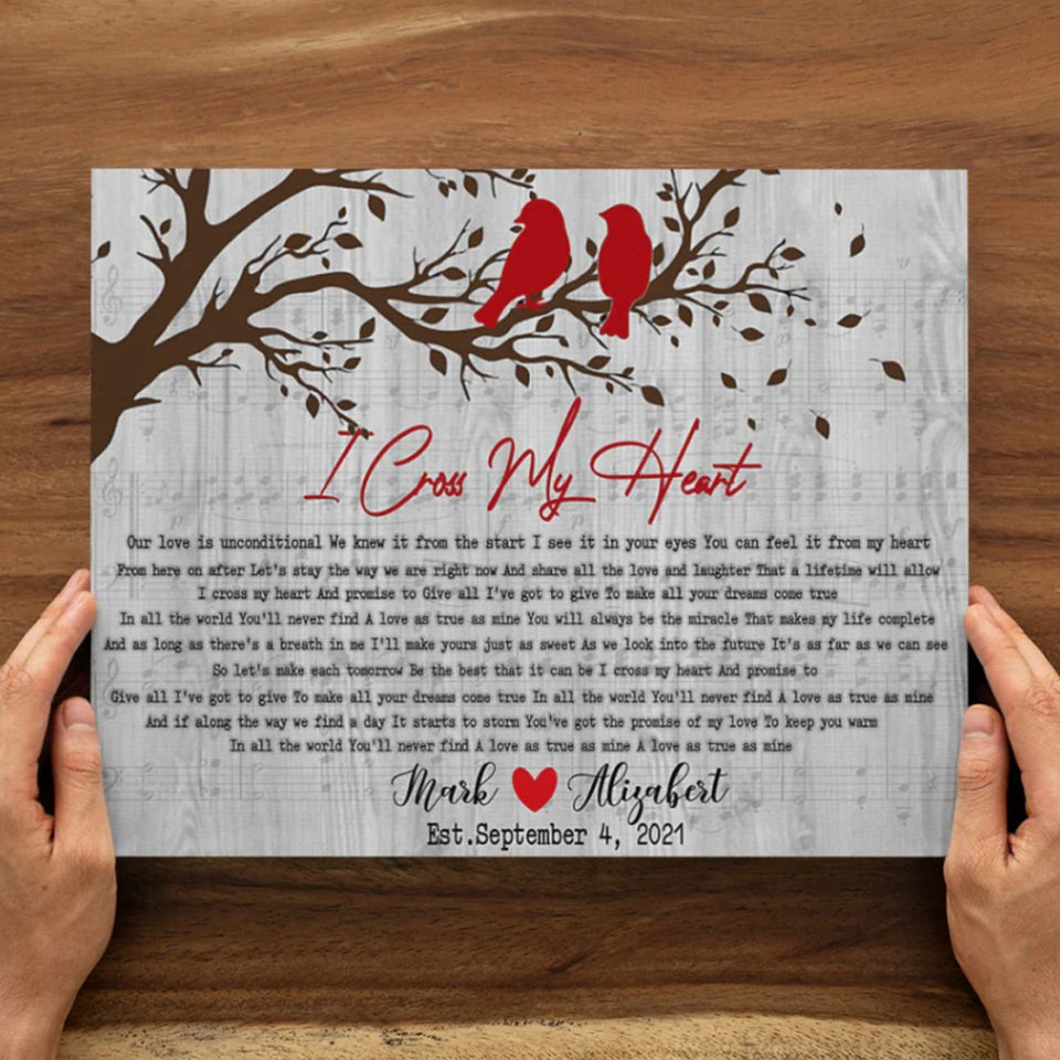Personalized Song Lyrics Wrapped Canvas Wall Art, Anniversary Gifts Canvas, Couple Gift Canvas Wall Art