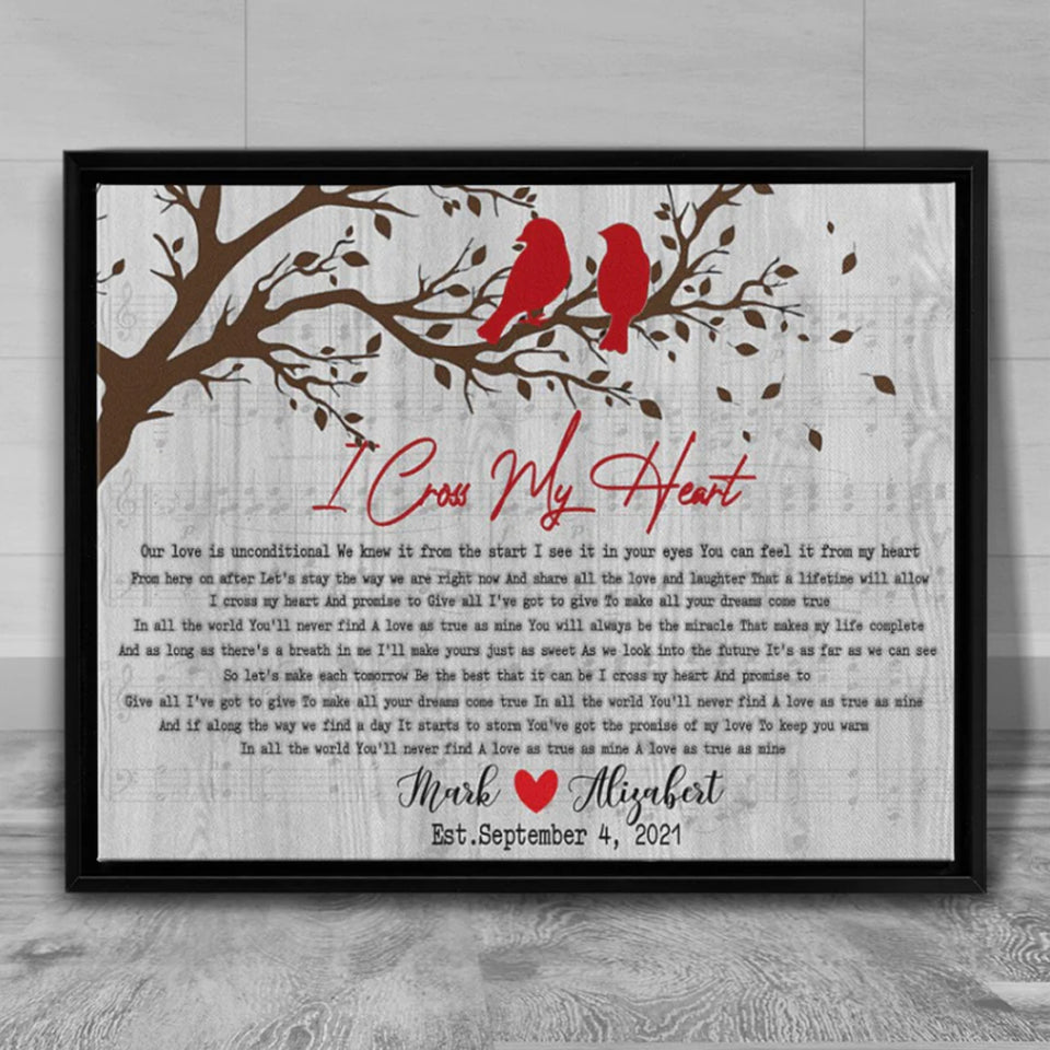 Personalized Song Lyrics Wrapped Canvas Wall Art, Anniversary Gifts Canvas, Couple Gift Canvas Wall Art