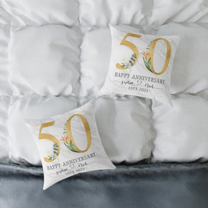 Personalized Wedding Keepsake Gift 50th Anniversary Gift, Golden Anniversary Cushion, Gift For Wife, Husband