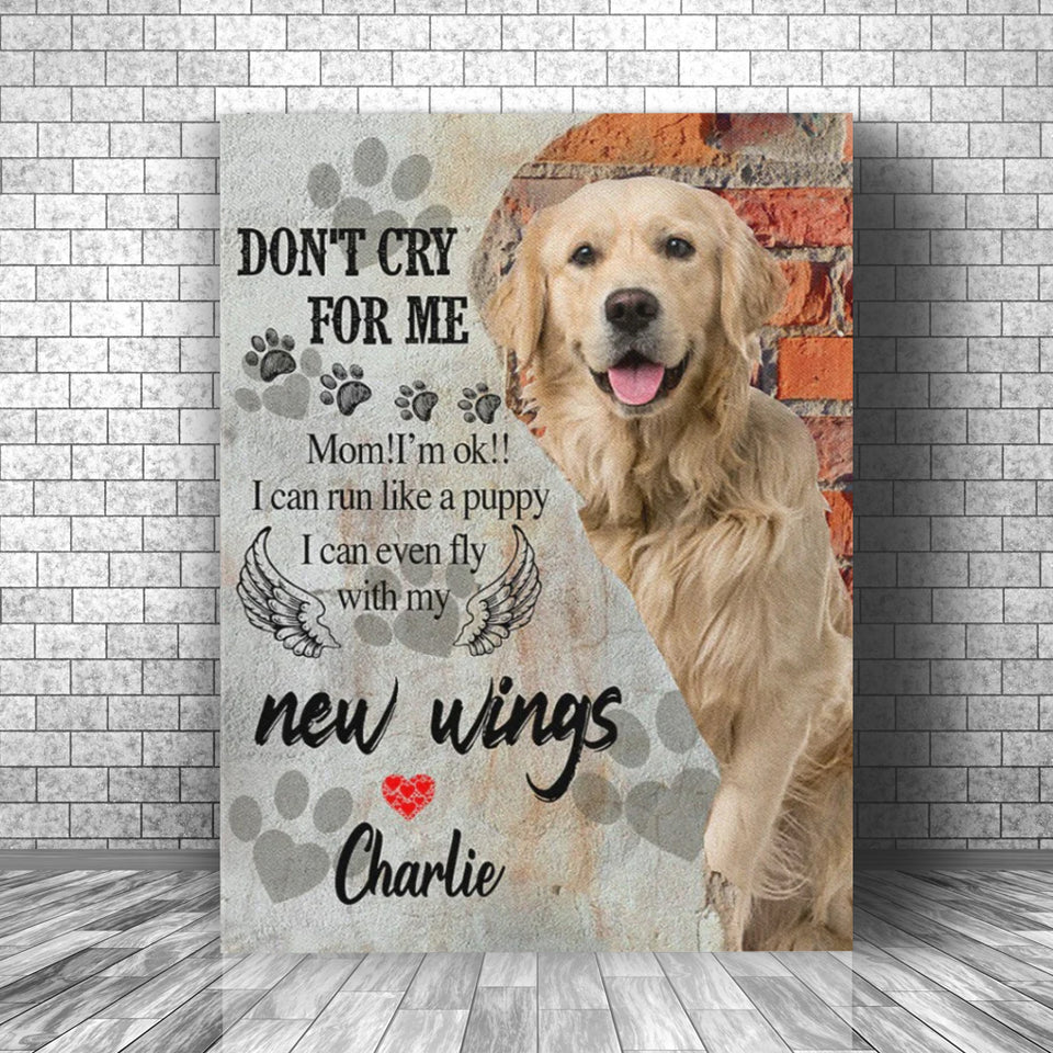 Pets Dog Loss Gifts, Gift for Someone Who Lost aDog, Personalized Dog Memorial Gift Brick Texture Canvas