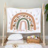 Rainbow Monthly Milestone Blanket, Newborn Baby Gift, Baby Shower Gift, Baby Age Personalized Blanket