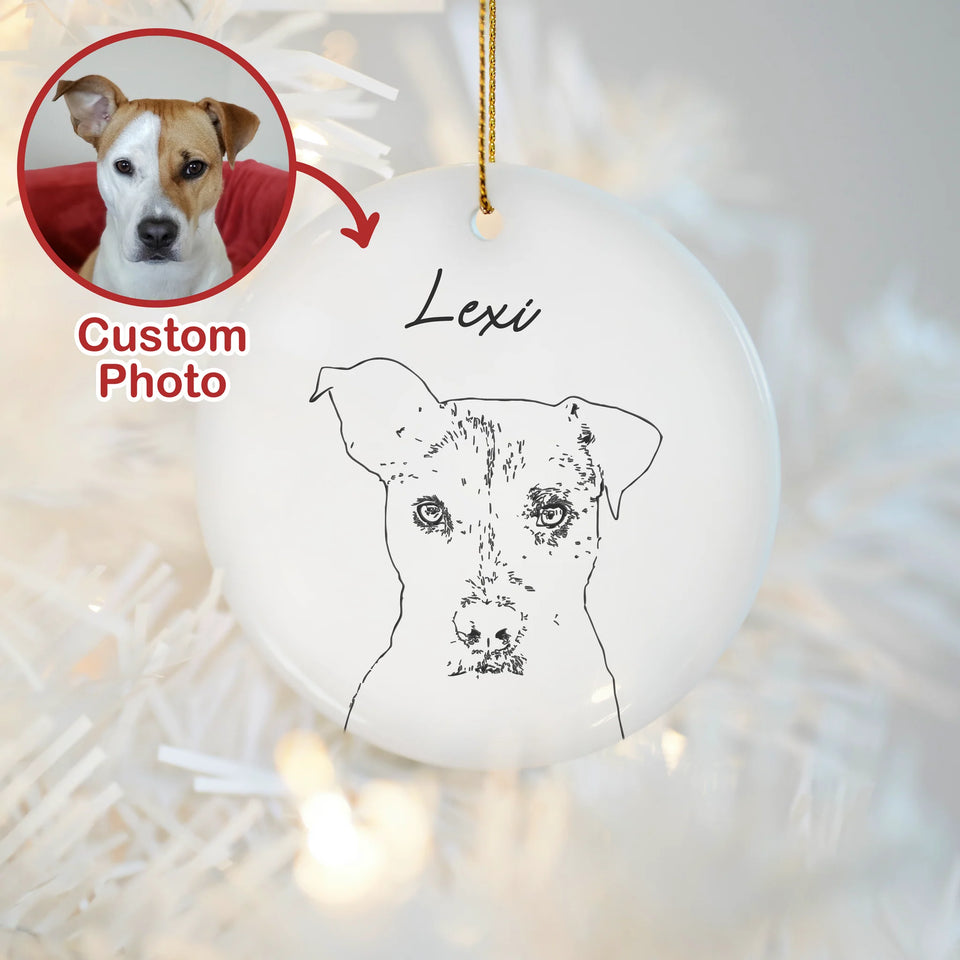 Personalized Pet Outline Effect Ornament, Gifts For Pet Lovers, Pet Christmas Ornament