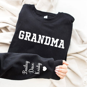 Personalized Grandma Sweatshirt with Grandkids Names on Sleeve, Gift for Grandma, Gift for Grandpa, Sweatshirt with Name on Sleeve