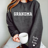 Personalized Grandma Sweatshirt with Grandkids Names on Sleeve, Gift for Grandma, Gift for Grandpa, Sweatshirt with Name on Sleeve