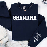 Personalized Grandma Sweatshirt with Grandkids Names on Sleeve, Gift for Grandma, Gift for Grandpa, Sweatshirt with Name on Sleeve