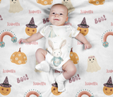 Personalized Baby Name Blanket, Groovy Halloween Name Blanket, Toddler Custom Blanket