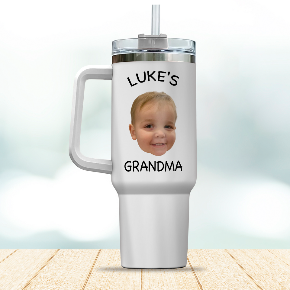 Custom Photo & Text Tumbler 40oz, Custom Birthday Gift, Gift from Grandma, Face Mug, Custom Photo Tumbler, Personalized Photo Tumbler