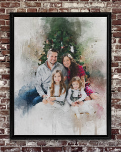 Personalized Watercolor Any Photo Portrait, Christmas Gift For Family, Christmas Watercolor Portrait - GreatestCustom