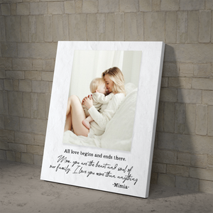 Custom Any Photo Mom Portrait, Mother Quote Canvas Wall Art, Mother's Day Canvas