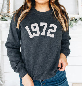 Custom Year 51th Birthday Sweatshirt, 1972 Birthday Year Number Sweatshirt for Women - GreatestCustom