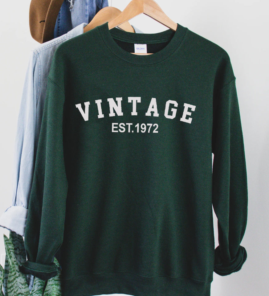 Custom Year 51st Birthday Sweatshirt, Vintage 1972 Birthday Sweatshirt for Women - GreatestCustom