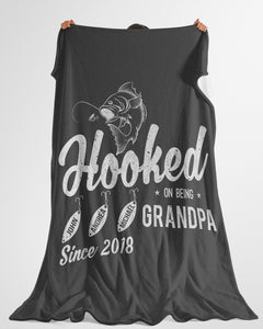 Fishing Grandpa Gift, Fisherman Gift, Papa Gift, Personalized Hooked On Being Grandpa Fleece/Sherpa Blanket