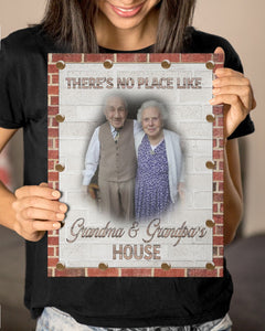 Personalized Gift For Grandparents Custom Wall Art Canvas, Grandparents Gift Canvas, There is No Place Like Grandma & Grandpa's House Brick Texture Canvas