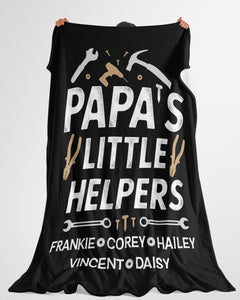 Grandpa Gift, Papa Gift, Gift For Grandpa, Personalized Grandpa Little Helpers Fleece/Sherpa Blanket