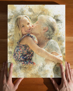 Grandma Gift Photo Canvas, Mother's Day Gift, Birthday Gift For Grandma, Gift For Grandma, Custom Any Photo Portrait, Framed Canvas