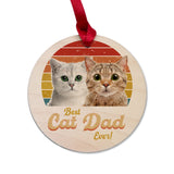 Best Cat Dad Ever Christmas Ornament, Personalized Cat Photo Vintage Retro Christmas Ornament - GreatestCustom
