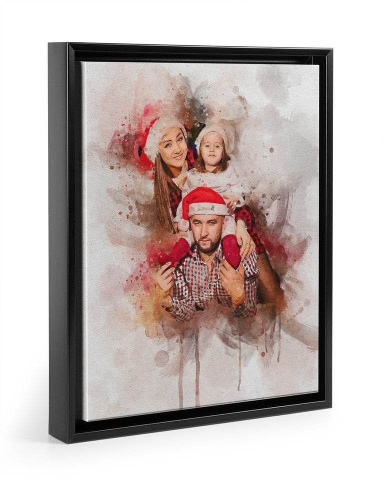 Personalized Watercolor Any Photo Christmas Gift Canvas Wall Art, Christmas Watercolor Art - GreatestCustom