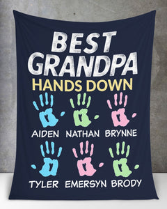 Grandpa Gift, Papa Gift, Gift For Grandpa, Personalized Best Grandpa Hands Down Fleece/Sherpa Blanket