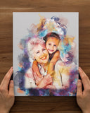 Grandma Gift Photo Watercolor Canvas, Mother's Day Birthday Gift For Grandma, Watercolor Grandma Portrait, Mother's Day Gift, Gift For Grandma, Custom Any Photo Portrait, Framed Canvas