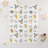 Personalized Baby Farm Animals Baby Girl Name Blanket