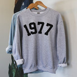 Custom Year 46th Birthday Sweatshirt, 1977 Birthday Year Sweatshirt for Women - GreatestCustom