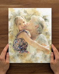 Grandma Gift Photo Canvas, Mother's Day Gift, Birthday Gift For Grandma, Gift For Grandma, Custom Any Photo Portrait, Framed Canvas