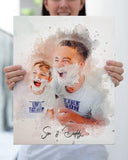 Funny Gift for Dad Canvas, Father's Day Gift, Personalized Dad Watercolor Portrait, Christmas Birthday Gift For Dad, Any Photo Watercolor Art