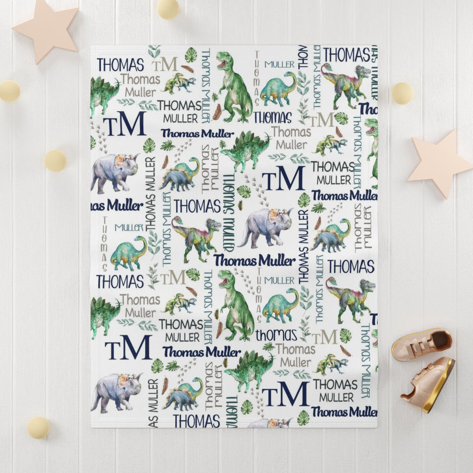 Personalized Baby Name Blanket, Dinosaur Blanket, Dinosaur Baby Blanket- Greatestcustom