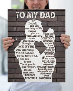 To My Dad Canvas, Father's Day Gift, Personalized Gift For Dad From Daughter, Christmas Birthday Gift For Dad Print Canvas Wall Art