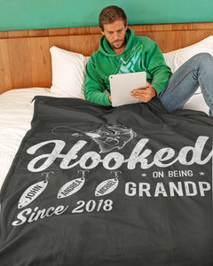 Fishing Grandpa Gift, Fisherman Gift, Papa Gift, Personalized Hooked On Being Grandpa Fleece/Sherpa Blanket
