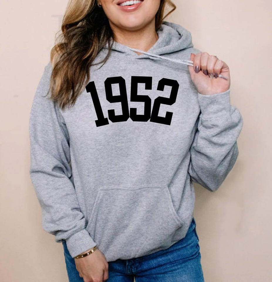 Custom Year 71st Birthday Hoodie, 1952 Birthday Year Number Hoodie for Women - GreatestCustom