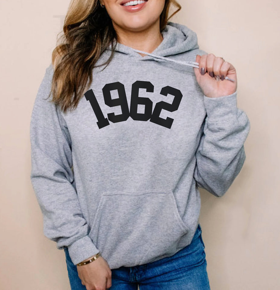Custom Year 61st Birthday Hoodie, 1962 Birthday Year Number Hoodie for Women - GreatestCustom